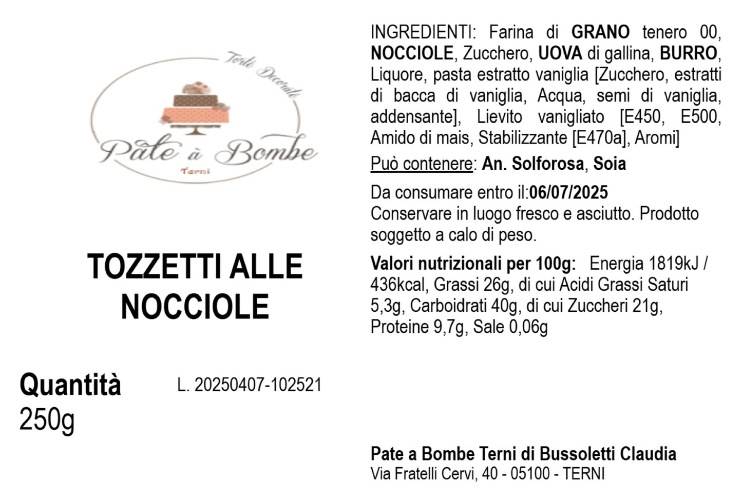 Tozzetti alle nocciole