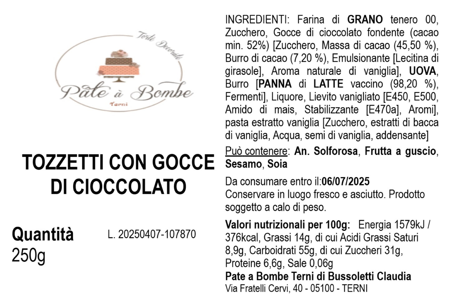 Tozzetti con gocce di cioccolato